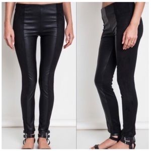 Pants - Black Two-toned Vegan Leather Leggings Pants - Black Two-toned Vegan Leather Leggings